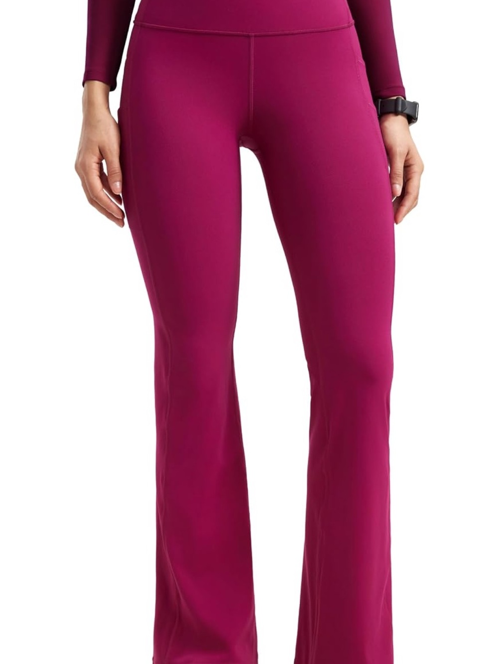 High-Waist Flare Active Pants in Berry Plum
